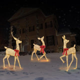 2D Lighted Reindeer Christmas Decorations Outdoor - Large 4FT Gold Deer Family Set with 115 LED Lights - Plug-in Waterproof Yard Decor with Separate Cords - Energy Saving Holiday Display 3 Pack