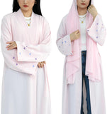 Abayas for Women Muslim Islamic Dubai Cardigan Open Front Chiffon Dress Long Sleeve Maxi Abaya Long Kaftan Robe(No Scarf)