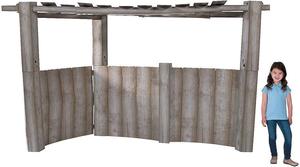 Fun Express Nativity Stable Backdrop - Large 3D Cardboard Stand Up for Christmas Pageant Props | Life Size Manger Scene Background for Church Plays & Live Nativity Decorations | 114" x 44" x 66"