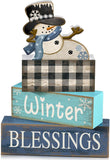 4 Pcs Christmas Table Decor Wooden Hot Cocoa Decoration Christmas Centerpiece Winter Tiered Tray Decor Decorative Red Hot Cocoa Block Signs Gift Farmhouse Xmas Decoration for Home Kitchen