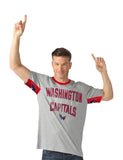 Washington Capitals Mens Cut Back Short Sleeve Fashion Top, Heather Grey, XL
