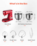 VEVOR Stand Mixer, 4.4 QT+6 QT Electric Kitchen Mixer, 300W Dough-Mixer, 10 Speeds Tilt-head Food-Mixer with Stainless Steel Bowls, Dough Hook, Whisk, Beater, for Baking, Mixing, Whipping & Kneading