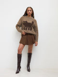 CIDER Women’s Cat Sweater Long Sleeve Crew Neck Fun Graphic Cute Patterned Pullover Sweater Tops