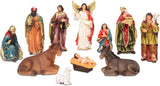 Bshine Nativity Scene Set Christmas Decor, Wooden Stable with LED Lights 12.4x9.05 Holy Family with Manger Baby Jesus Figurine, Nativity Scene Indoor Decor Home Desktop Collectible Ornaments
