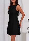 PRETTYGARDEN Womens Formal Short Dresses 2025 Summer Sleeveless Boat Neck A Line Elegant Mini Cocktail Party Dress