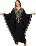 RanRui Women's Embroidered Kaftan Dresses Beach Blouse Cotton Gold Embroidery Holiday Robe Plus Size Caftans Kaftan Dress
