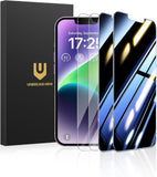 UNBREAKcable 4PCS Screen Protector for iPhone 15-2 Privacy Tempered Glass+2 Clear Glass Double Shatterproof [Easy Installation Frame] [9H Hardness] [Case Friendly] Anti-Scratch for iPhone 6.1 inch