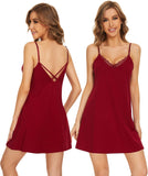 WiWi Cotton Lingerie for Women Sexy Full Slip Nightgown Lace Babydoll Chemise Mini Sleeveless Camisole Dress S-XXL