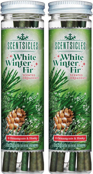 Scentsicles White Winter Fir Scented Christmas Tree Ornaments - 2 Bottles (12 Sticks Total)