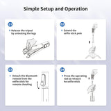 ATUMTEK Selfie Stick Tripod, 3-in-1 Extendable Aluminum Phone Tripod with Detachable Bluetooth Remote, Compatible with iPhone 17/16/15/14/13/12/11/11 Pro/XS Max/XR and Samsung Smartphones, Black