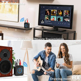 1Mii 2.4GHz Wireless Audio Transmitter Receiver Set for TV, 260Ft/80M Long Range 25ms Low Latency with AUX RCA in/Out,Wireless Audio Adapter for TV PC Powered Speaker Amplifier Soundbar