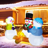 Inflatables Snowman Outdoor Decorations Grilled Meat 7ft Outdoor Inflatable Yard Decorations Christmas Built-in Led Lights with Tethers, Stakes
