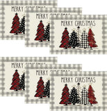 Artoid Mode Waterclor Buffalo Plaid Christmas Trees Placemats Set of 4, 12x18 Inch Winter Table Mats for Outdoor Home Party Kitchen Dining Decor