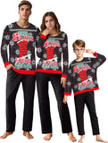 IFFEI Matching Family Pajamas Sets Christmas PJ's Letter Print Top and Plaid Bottom Sleepwear Jammies with Pockets