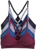 Kalon Women’s 4 Pack Racerback Sports Bralette Seamless Wireless Comfort Bra