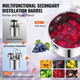 VEVOR Alcohol Still with Thumper Keg, 13.2Gal / 50L Alcohol Distiller, Distillery Kit for Alcohol with Copper Tube, Build-in Thermometer & Water Pump for Wine Whisky Brandy