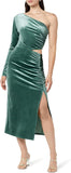 The Drop Women's Lia One-Shoulder Cutout Velvet Midi Dress