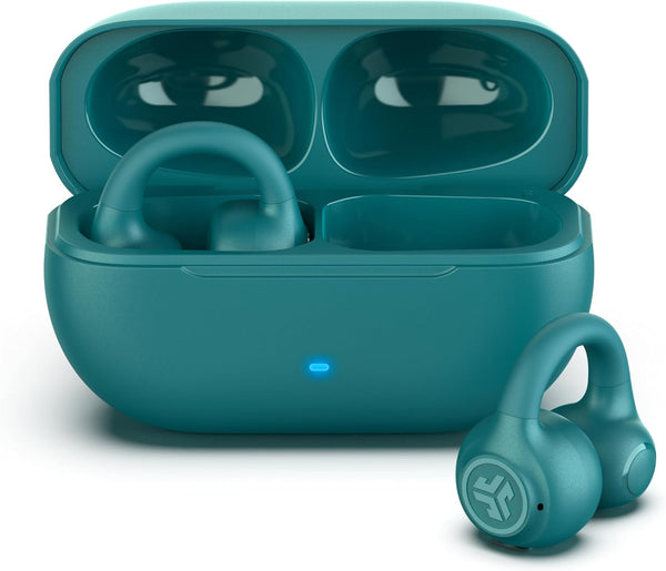 JLab Flex Open Earbuds, Clip-on Cuff Design, Wireless Open-Ear Audio Freedom Effortless Fit, Safe Listening, Bluetooth Multipoint, Customize with The App, Teal