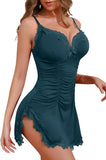 Womens Lingerie Nightgowns Sexy Babydoll Lingerie Ruched Sleepwear Side Split Nighty Chemise Nightgowns