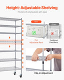 VEVOR 7-Tier Rolling Bin Storage Rack, 26 Organizer Bins, Bin Rack Storage Steel Wire Shelving System with Wheels, Mobile Tool Organizer for Garage, Warehouse, Office, Restaurant, Classroom, Kitchen