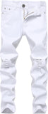 Boy's Skinny Fit Ripped Destroyed Distressed Stretch Slim Jeans Pants