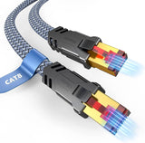 Snowkids Cat 8 Ethernet Cable 15 FT, Strong Signal, High Speed 40Gbps 2000Mhz, Network Cord with RJ45 Internet Connector for TV/Printer/Computer/Modem/Router/ps-3/4/5, Braided Flat LAN Cable 15FT Grey
