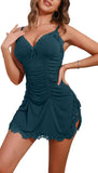 Womens Lingerie Nightgowns Sexy Babydoll Lingerie Ruched Sleepwear Side Split Nighty Chemise Nightgowns