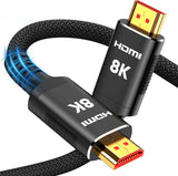 Snowkids 8K Certified HDMI 2.1 Cable 10 ft, Non-Slip Nylon Braided, 48Gbps Ultra High-Speed HDMI Cables Cord, 10K 8K@60Hz, 4K@120Hz Compatible for TV/PS-5/X-box/Projector/Sound System & More