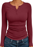 7DAY'S Queen Womens Long Sleeve Shirts 2025 Henley Casual Fall Outfits Fitted Tops Ribbed Fashion Basic Tees