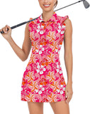 WOWENY Tennis Dress Polo Buttons Golf Dresses with Built in Shorts and Pockets Ruffle Sleeveless Athletic Workout Dress