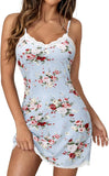 Vrtige Women's Sexy Lace Strap Babydoll Chemise Nightgown Lingerie V Neck Full Slip Nightdress