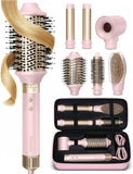 ELLA BELLA® 6 in 1 Professional Hot Air Styler • Powerful Hair Dryer & Straightener Set • Styling Without Heat Damage • Fast Drying Curling Volumizing Straightening • Includes Protective Travel Case