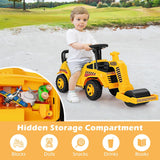 HONEY JOY Ride On Road Roller, Ride On Push Car for Toddlers, Adjustable Arm, Sound, Under-Seat Storage, Outdoor Ride on Construction Vehicle for Kids, No Power Ride On Toy for Boys Girls, Yellow