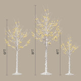 Outdoor Christmas Decorations Lighted Birch Tree Set of 3, LED Warm White 4, 6 and 8 Feet, for Indoor Christmas Decor, Party, Garden, Yard, Wedding, Holiday