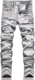 HENGAO Boy's Distressed Ripped Skinny Jeans