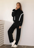 XIEERDUO Lounge Sets for Women 2025 Sweatsuit 2 Piece Outfits Sweatshirt Wide Leg Sweatpant Tracksuit Matching Set