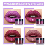 YECDET Sheglittary Glitter Lip Kit, 4 Color Glitter Lipstick with Lip Primer and Brush, Diamond And Glitter Metallic Lip Powder, Waterproof & Long Lasting & Smudge Proof (Set A)