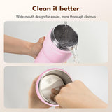 Tastee Heated Coffee Mug – 12oz Portable Travel Mug with 1℉ Precise Temperature Control, 8-Hour Heat Retention, 30W Fast Charging, Leak-Proof, Wide Mouth, Gift-Ready for Office, Home & Outdoor(Pink)