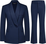 Women's Business Suit 2 Piece Set Shawl Sollar Blazer Bootcut Pants Suits for Women