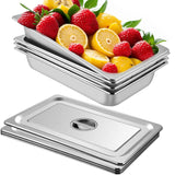 VEVOR 4 Pack Full Size Steam Table Pan,4 Inch Deep, 13L Capacity - Stainless Steel Food Container for Oven, Hotel - Anti-Jam Design