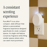 Pura Mini Smart Fragrance Diffuser for Small Spaces Adjustable Smart Home Device with LED Light & Automatic Vial Detection - Includes 1 Scent Refill; White Tea no.1
