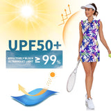 WOWENY Tennis Dress Polo Buttons Golf Dresses with Built in Shorts and Pockets Ruffle Sleeveless Athletic Workout Dress