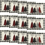 Artoid Mode Waterclor Buffalo Plaid Christmas Trees Placemats Set of 4, 12x18 Inch Winter Table Mats for Outdoor Home Party Kitchen Dining Decor