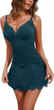 Womens Lingerie Nightgowns Sexy Babydoll Lingerie Ruched Sleepwear Side Split Nighty Chemise Nightgowns