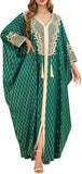 OBEEII Muslim Dress for Women Loose Batwing Sleeved Hooded Beaded Embroidery Long Abaya Dress Kaftan Abayas Islamic Robe