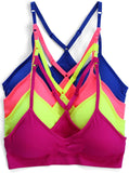 Kalon Women’s 4 Pack Racerback Sports Bralette Seamless Wireless Comfort Bra