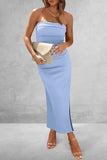 PRETTYGARDEN Women's Summer Bodycon Maxi Tube Dress Ribbed Strapless Side Slit Long Going Out Casual Elegant Party Dresses