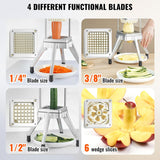 VEVOR Commercial Vegetable Chopper w/ 4 Replacement Blades, Stainless Steel French Fry Cutter Potato Dicer & Fruit Slicer for Restaurants & Home Kitchen