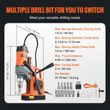 VEVOR Mag Drill Press, 1300W 1.57" Boring Diameter, 2922lbf Power Portable Magnetic Drill, 810 PRM, 11Pcs Drill Bits Electric Drilling Machine for Metal Surface, Industrial and Home Improvement
