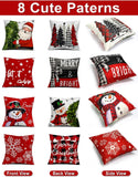 Christmas Decorations Set of 4 Double-Sided Print Christmas Pillow Covers 18" x 18", with 8 Cute Patterns, Throw Pillow Covers Perfect for Home Christmas Decor